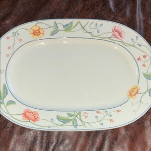 Floral Oval Platter with Multicolor Design